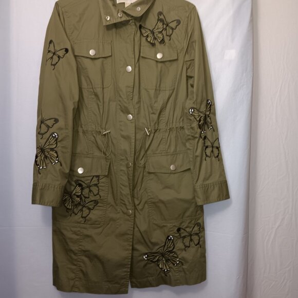 MICHAEL MICHAEL KORS LIGHTWEIGHT BUTTERFLY EMBROIDERED UTILITY JACKET - Picture 12 of 13